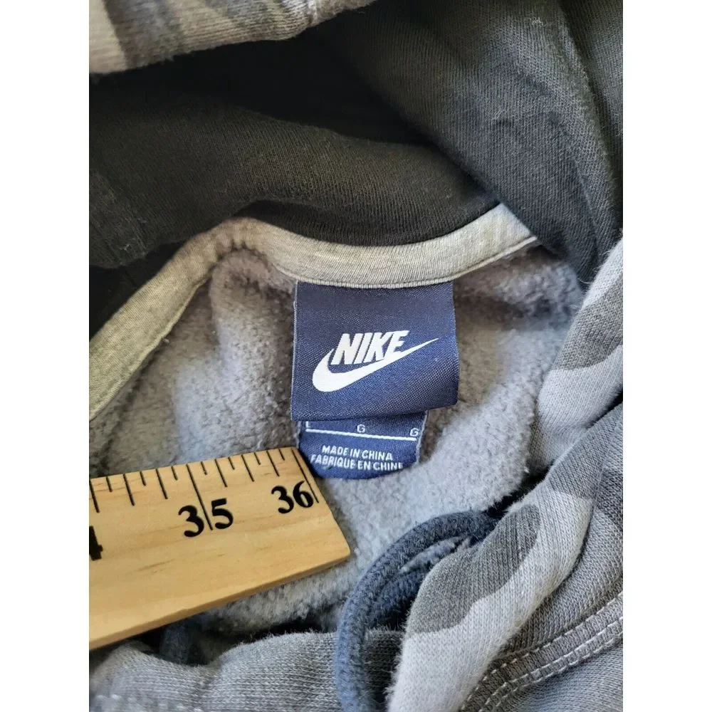 Nike Mens Camouflage Camo Pullover Hoodie Jacket‎ Spellout Gray Size Large